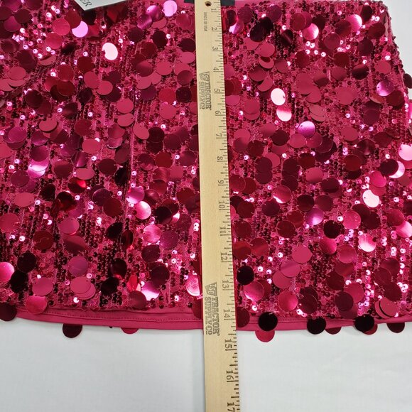 Cider Sequin Mini Skirt Fuchsia Size XL Party Glam Sequins - Picture 6 of 7